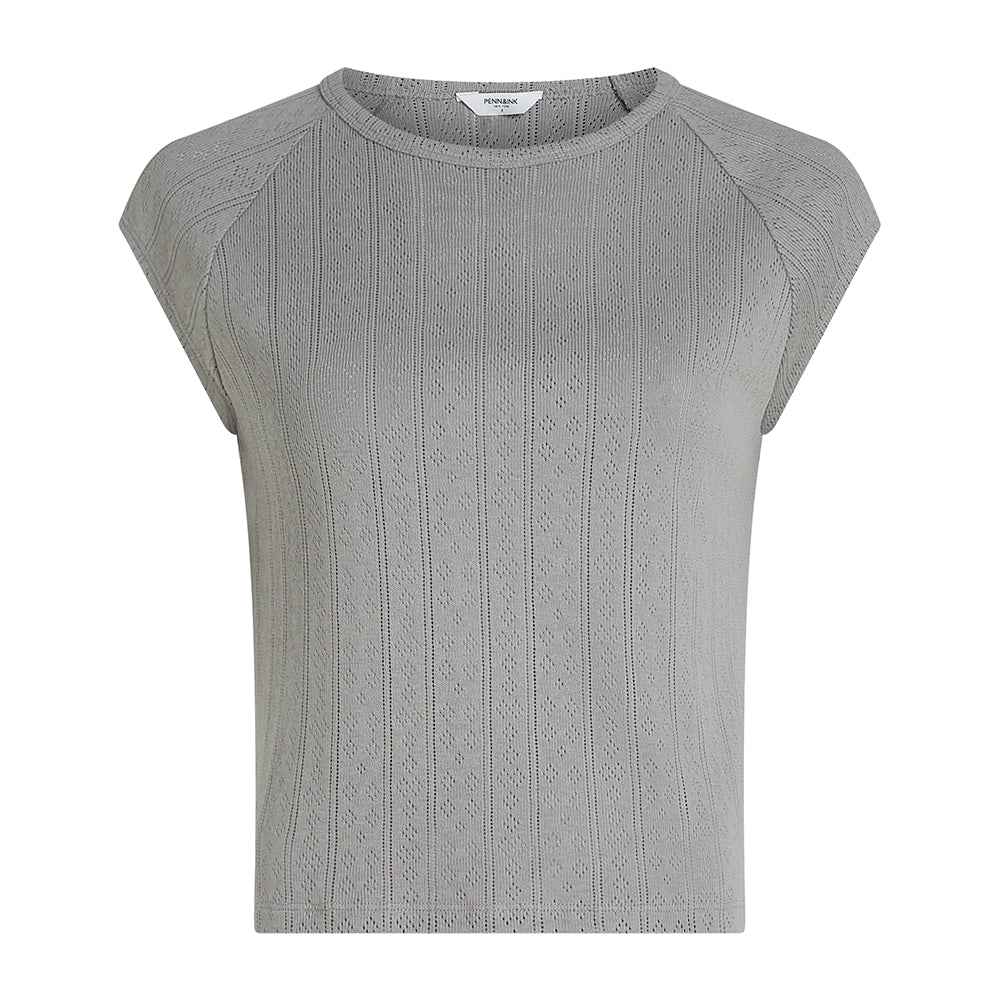 PENN&INK N.Y T-Shirt Lochstrick Grau