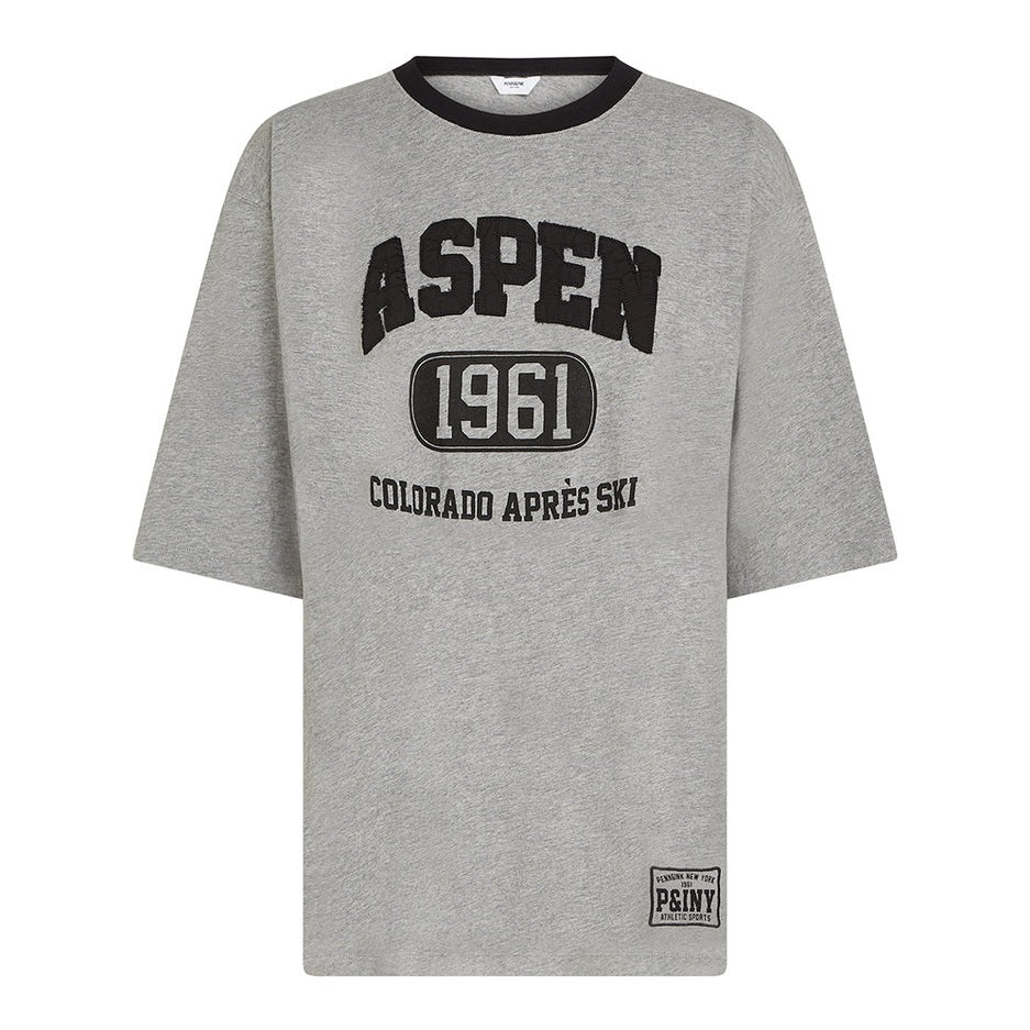 PENN&INK N.Y T-Shirt Print Aspen Colorado Grau Meliert Schwarz 100% Baumwolle