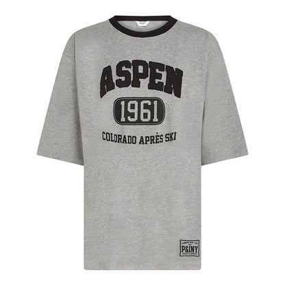 PENN&INK N.Y T-Shirt Print Aspen Colorado Grau Meliert Schwarz 100% Baumwolle