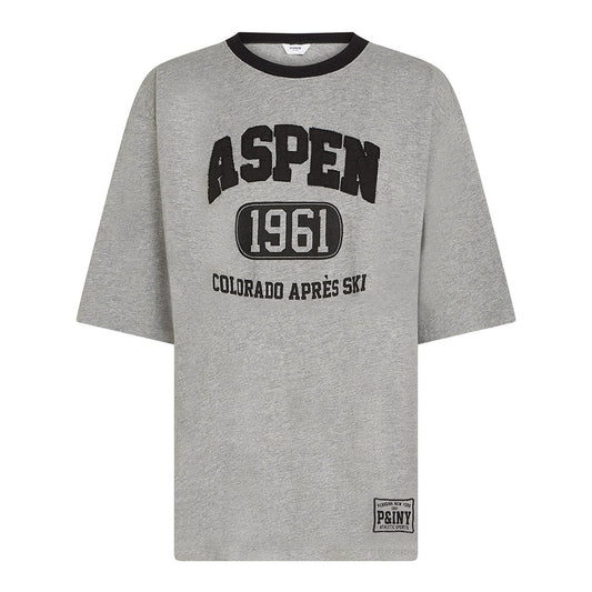 PENN&INK N.Y T-Shirt Print Aspen Colorado Grau Meliert Schwarz 100% Baumwolle