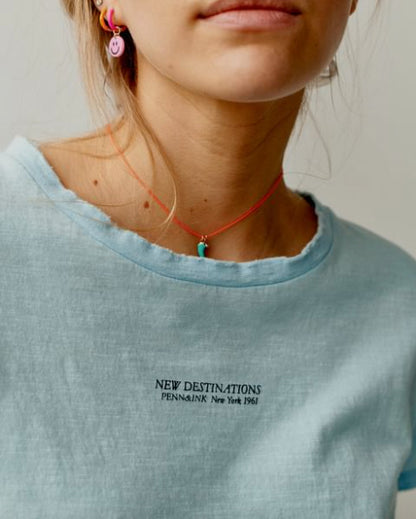 PENN&INK N.Y T-Shirt Print New Destinations Baumwolle Pink Coral Detail