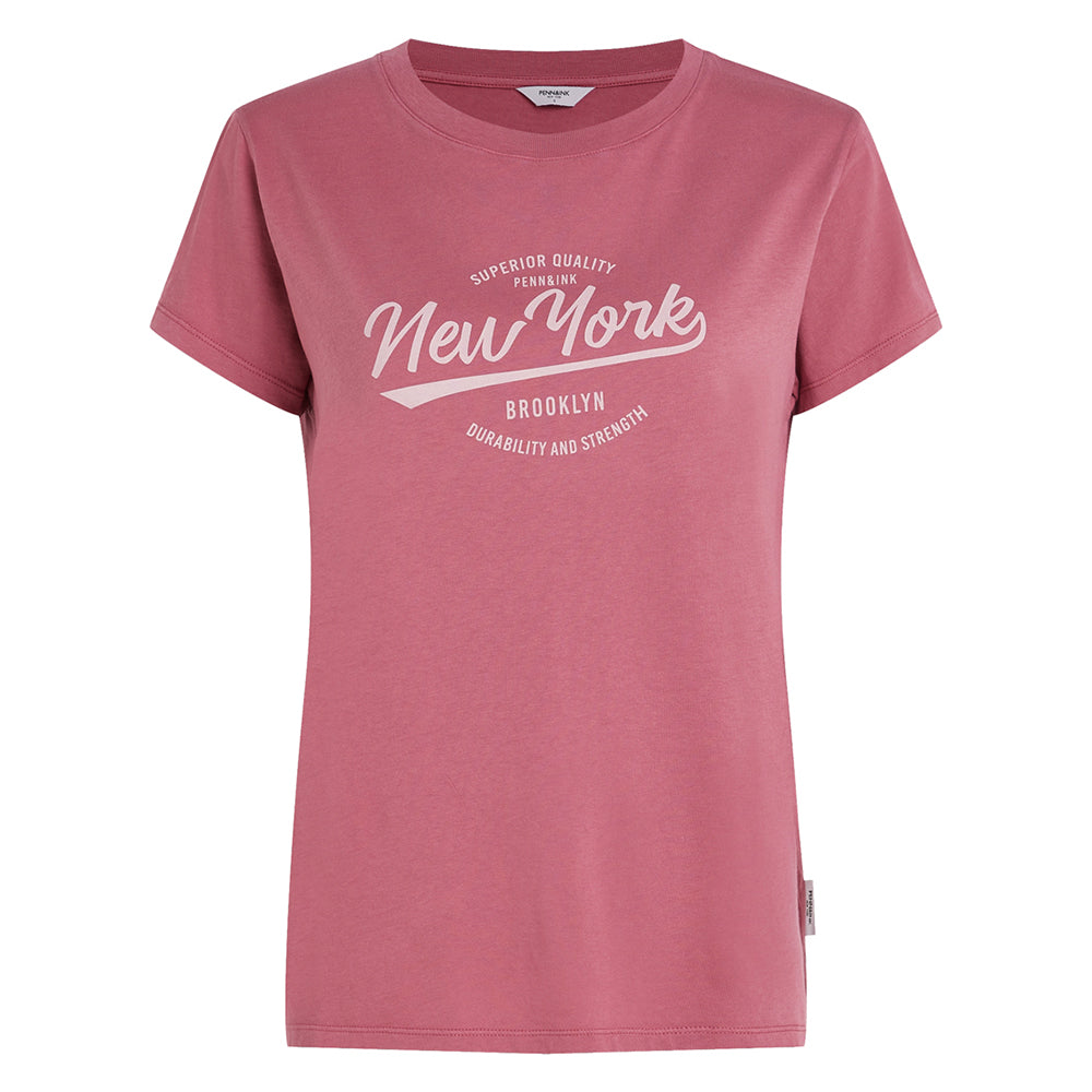 PENN&INK N.Y T-Shirt Print New York Rosé Baumwolle