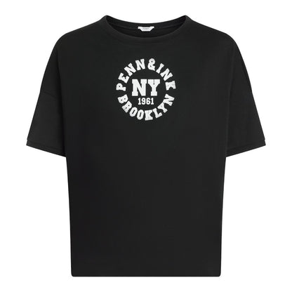 PENN&INK N.Y T-Shirt Logo-Print Relaxed-Fit Baumwolle Schwarz