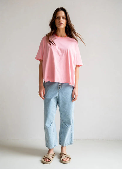 PENN&INK N.Y T-Shirt Baumwolle Wild Rose Rosa Casual-Fit Model 2