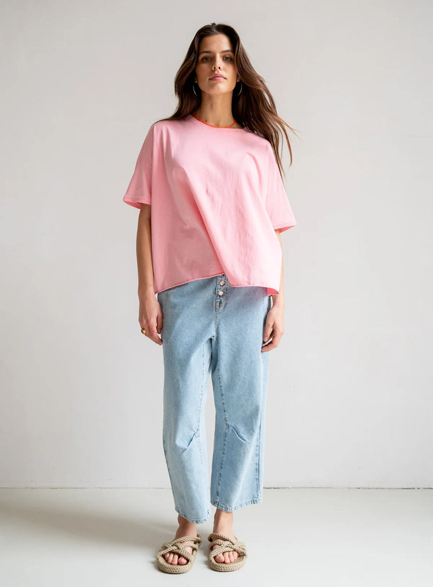 PENN&INK N.Y T-Shirt Baumwolle Wild Rose Rosa Casual-Fit Model