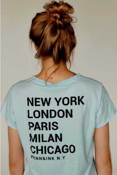 PENN&INK N.Y T-Shirt Print New York London Paris Milano Chicago Baumwolle Rückseite