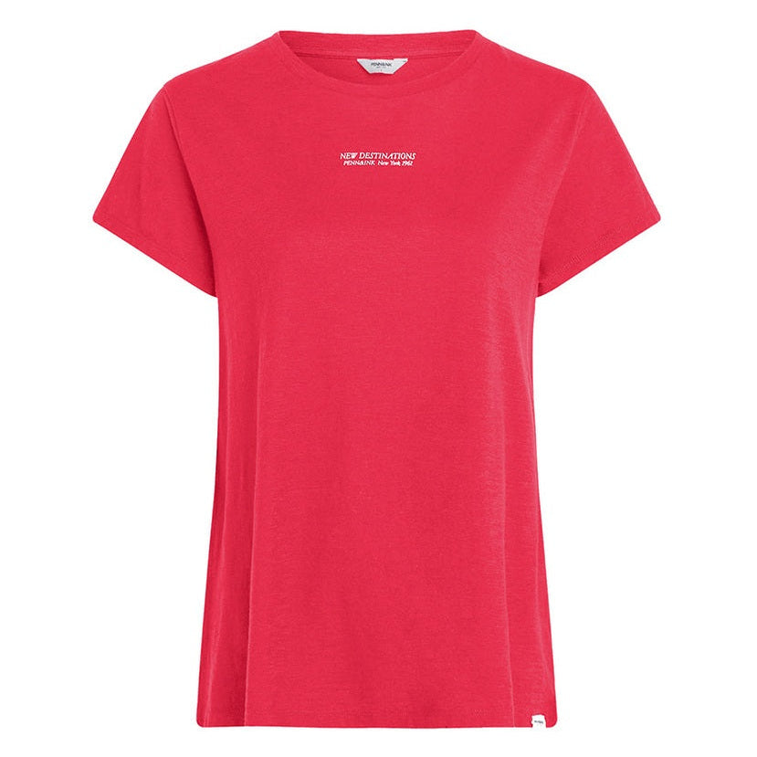 PENN&INK N.Y T-Shirt Rückenprint New Destinations Baumwolle Grenadine Pink Coral