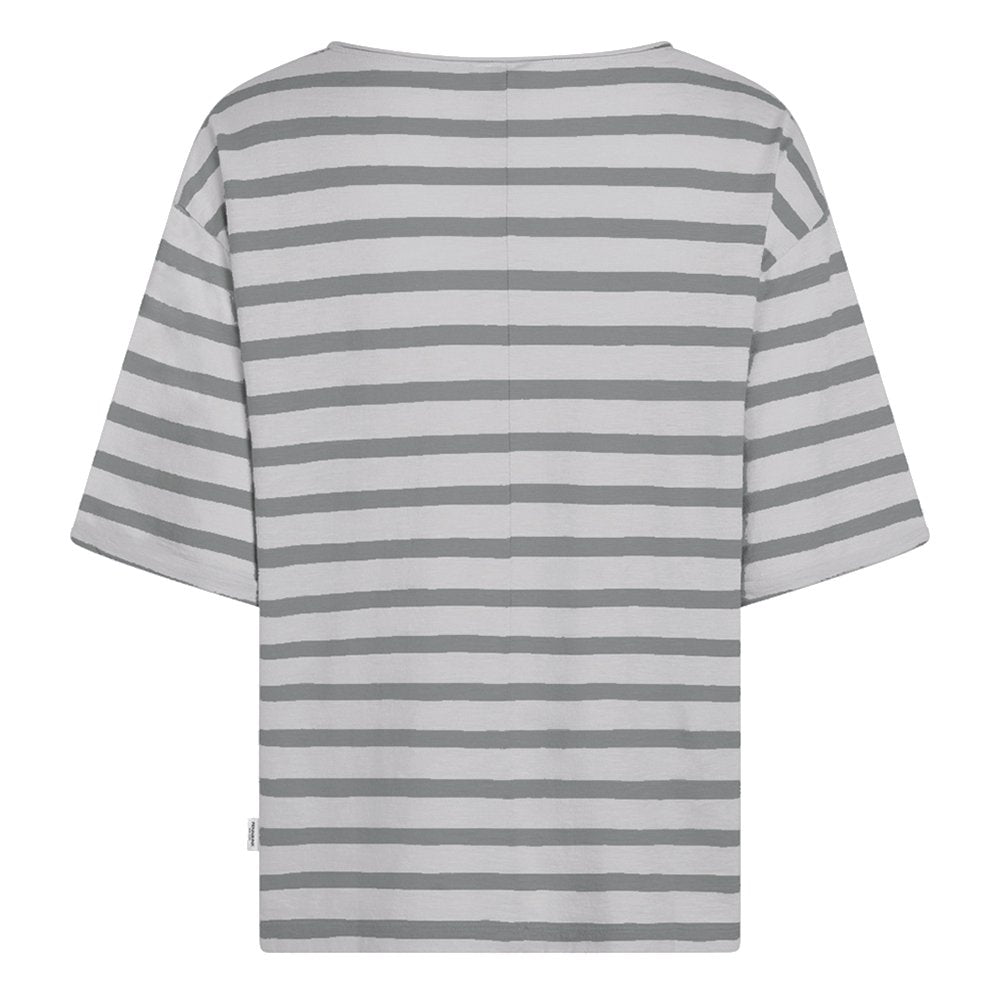PENN&INK N.Y T-Shirt Streifen Boxy Fit Grau Monument Rückseite