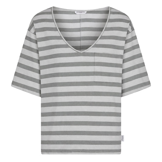 PENN&INK N.Y T-Shirt Streifen Boxy Fit Grau Monument