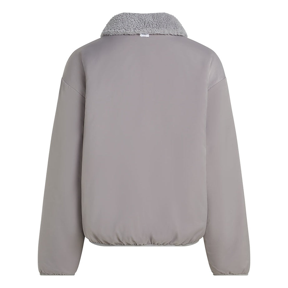 PENN&INK N.Y Wende-Bomberjacke Teddy-Seite Grau 100% Polyester Regular Fit Reverskragen Rückseite