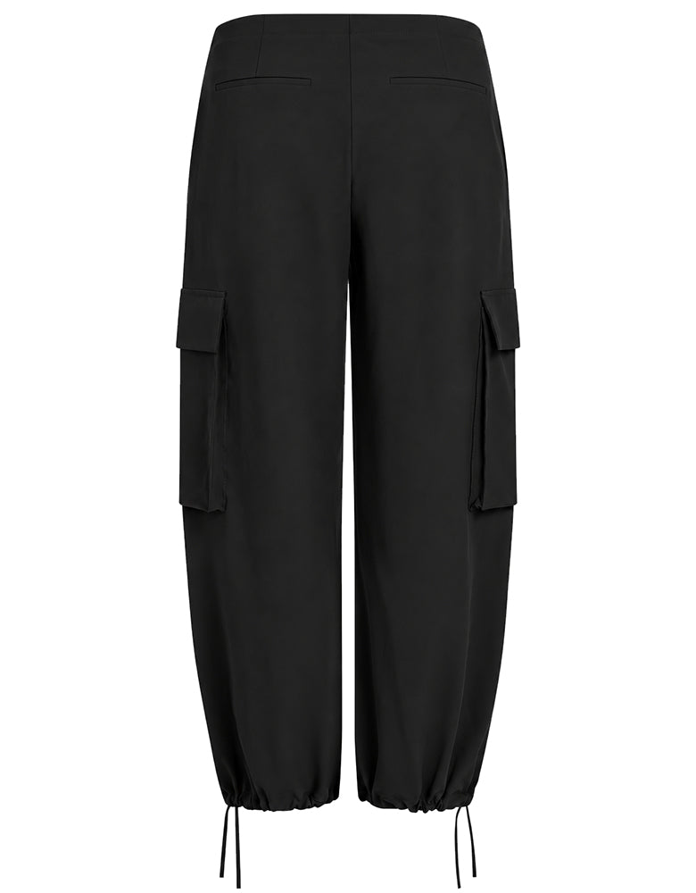 PENN&INK N.Y Cargo-Hose Schwarz Wide Leg Travel-Quality Große Cargo-Taschen Rückseite