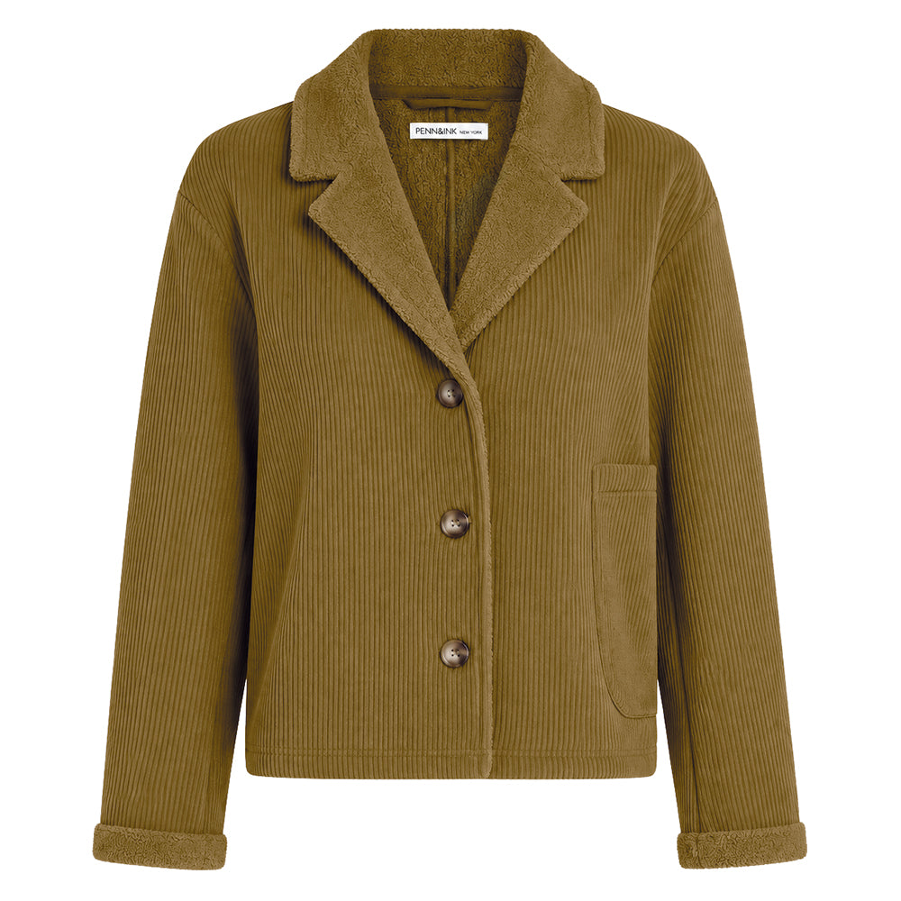PENN&INK N.Y Cordjacke Butternut Khaki Relaxed Fit Breiter Cord Frottee-Futter