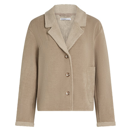 PENN&INK N.Y Cordjacke Sand Beige Relaxed Fit Breiter Cord Frottee-Futter