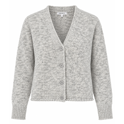 PENN&INK N.Y Strickjacke Cardigan Grey Melange Grau Meliert Relaxed Fit V-Ausschnitt Knopfleiste