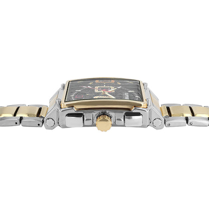 Raptor Chronograph Oscar Limited Eckiges Gehäuse Groß Zifferblatt Schwarz Edelstahlarmband Bicolor Gold Plattiert Silber Seitlich