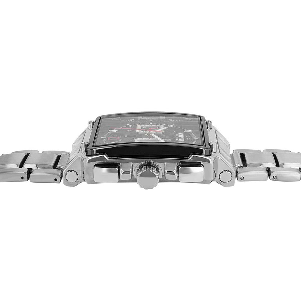 Raptor Chronograph Oscar Limited Eckiges Gehäuse Groß Zifferblatt Schwarz Edelstahlarmband Detail