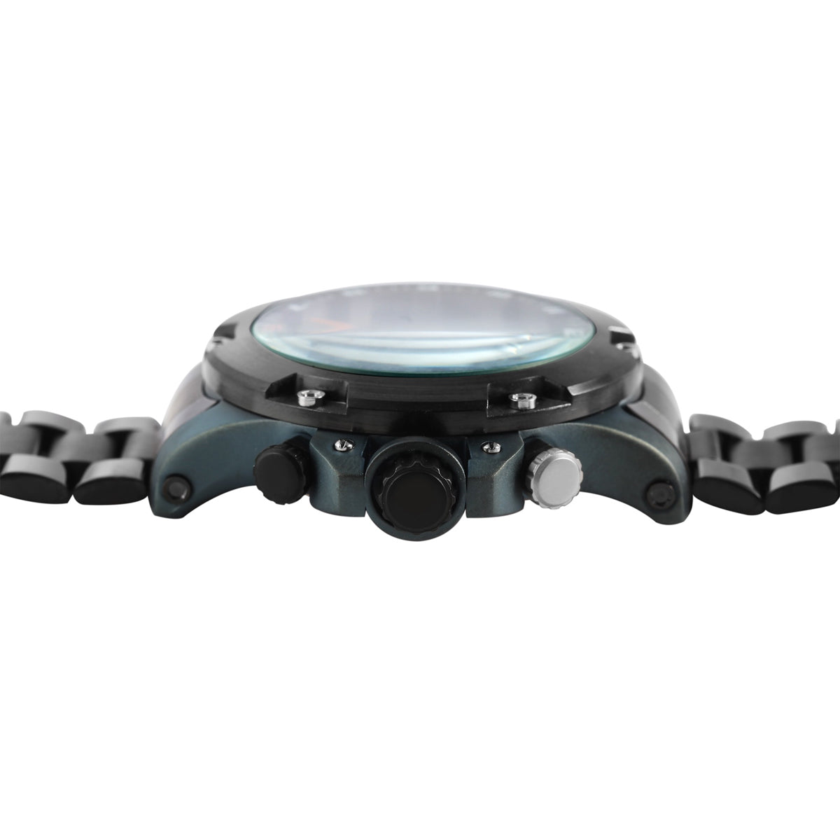Raptor Chronograph Soheil Limited Edelstahlarmband Schwarz Plattiert Zifferblatt Schwarz 48 mm Seitlich