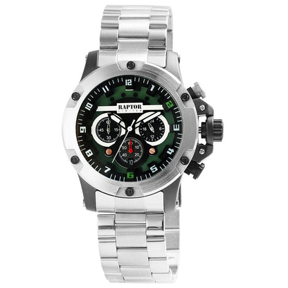 Raptor Chronograph Soheil Limited Edelstahlarmband Silber Zifferblatt Grün Schwarz Weiß 48 mm