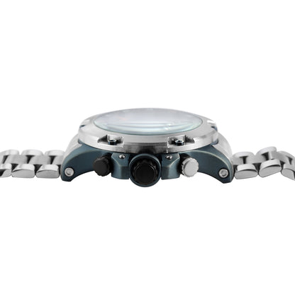 Raptor Chronograph Soheil Limited Edelstahlarmband Silber Zifferblatt Schwarz Weiß Blau 48 mm Seitlich