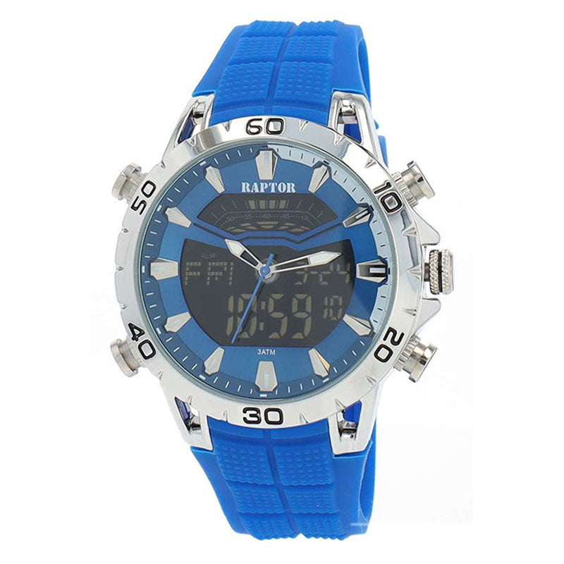 Raptor Digital-Analog Nero Silikonarmband Blau 48 mm