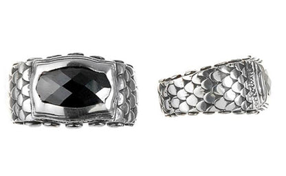 ELFCRAFT | Ring | Dragon Scales Band Oval | Black