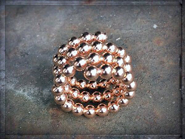 Dreireihiger Spiral-Ring Kugel-Design 925 Sterling Silber Rosé Vergoldet