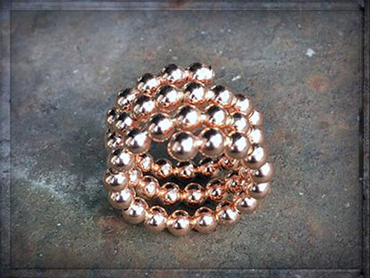 Dreireihiger Spiral-Ring Kugel-Design 925 Sterling Silber Rosé Vergoldet
