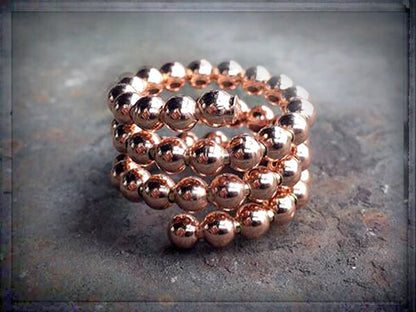 Dreireihiger Spiral-Ring Kugel-Design  Sterling Silber Rosé Plattiert
