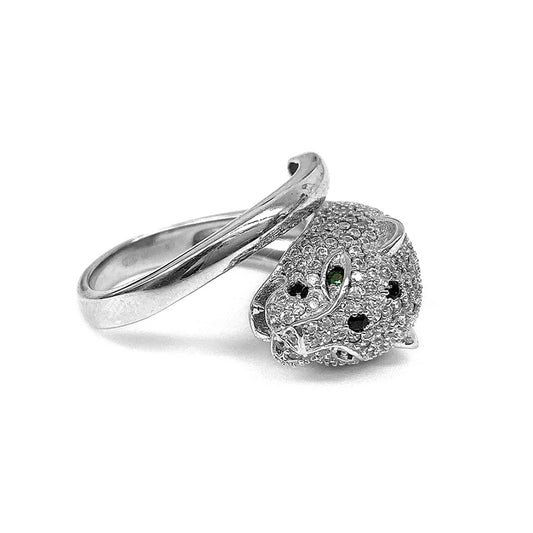 Ring Panther Pavé Zirkonia Sterling Silber Rhodiniert