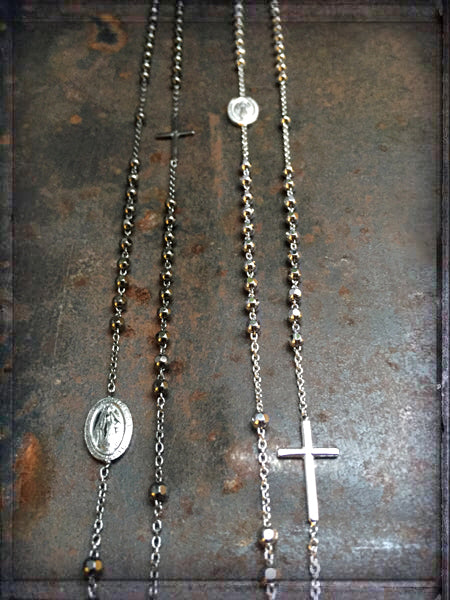 Ultima Edizione Rosenkranz-Ketten Madonna Kreuz 925 Sterling Silber 