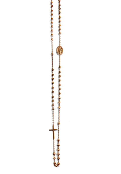 Ultima Edizione Rosenkranz-Kette Madonna Kreuz 925 Sterling Silber Rosé Vergoldet