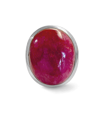 Steinring Rubin Cabochon Groß Rund Pink 925 Sterling Silber Größenverstellbar Unikat