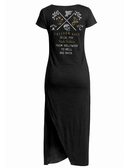 Rude Riders Maxi-Kleid Speed Freedom Race Vintage Schwarz Rückseite