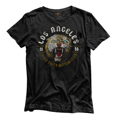 Rude Riders T-Shirt La Tiger Motor Club Print Vintage Schwarz