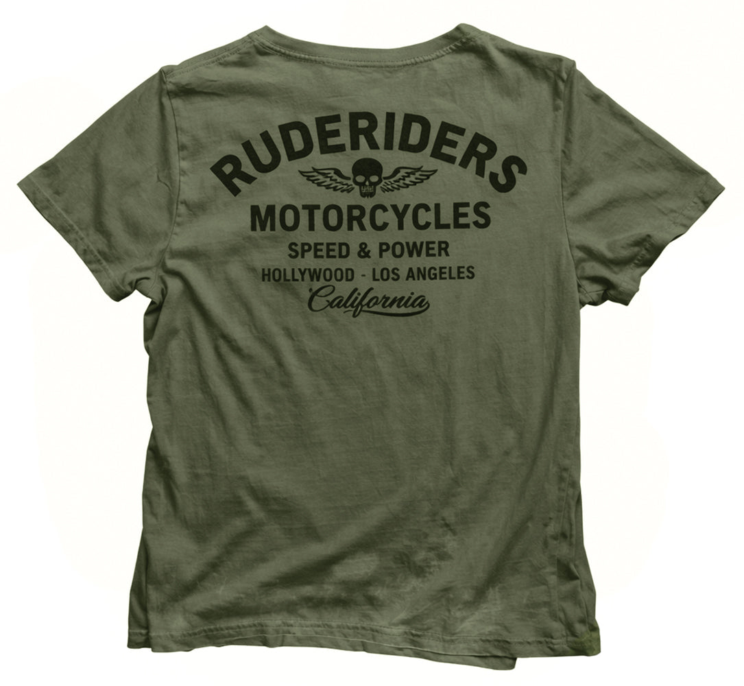Rude Riders T-Shirt Rude Logo Vintage Khaki Rückseite