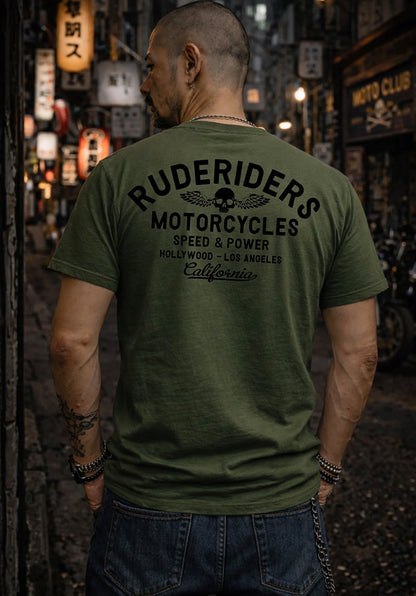 Rude Riders T-Shirt Rude Logo Vintage Khaki Model 1