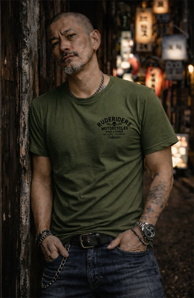Rude Riders T-Shirt Rude Logo Vintage Khaki Model