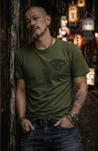 Rude Riders T-Shirt Rude Logo Vintage Khaki Model