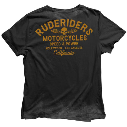 Rude Riders T-Shirt Rude Logo Vintage Schwarz Rückseite
