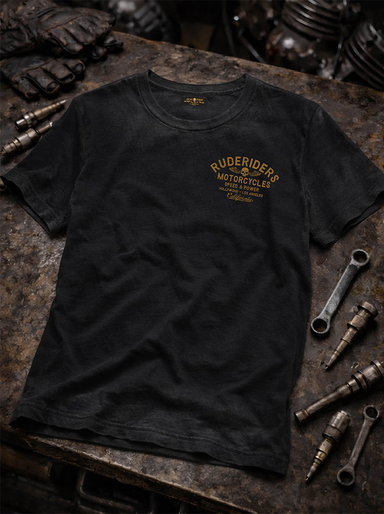 Rude Riders T-Shirt Rude Logo Vintage Schwarz Detail 1