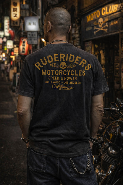 Rude Riders T-Shirt Rude Logo Vintage Schwarz Model 2