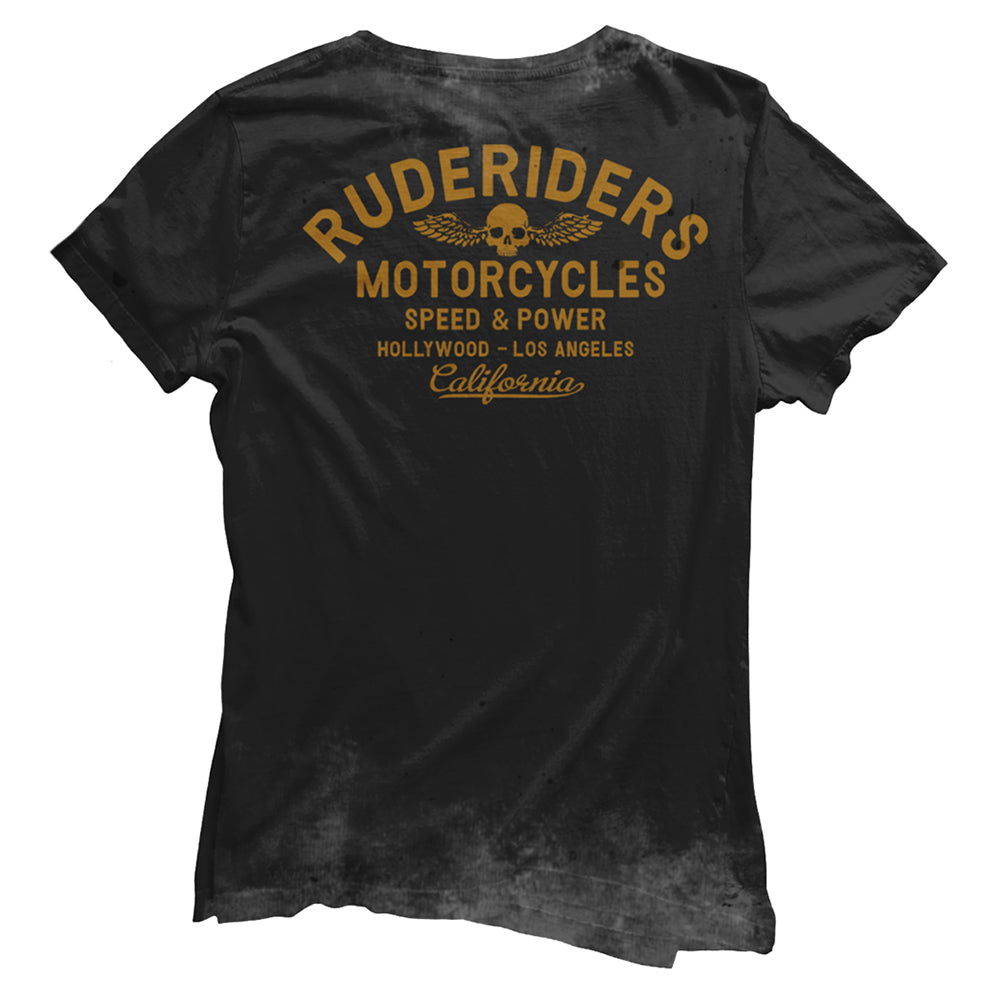 Rude Riders T-Shirt Rude Logo West Style Vintage Black Rückseite
