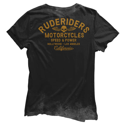 Rude Riders T-Shirt Rude Logo West Style Vintage Black Rückseite