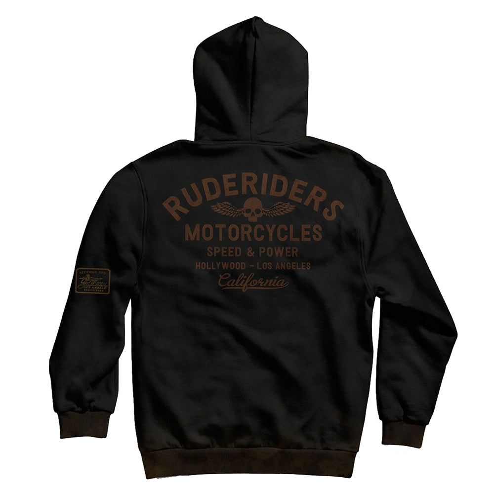 Rude Riders Zip-Hoodie Rude Logo Patches Vintage Schwarz Rückseite