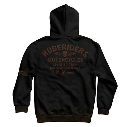 Rude Riders Zip-Hoodie Rude Logo Patches Vintage Schwarz Rückseite