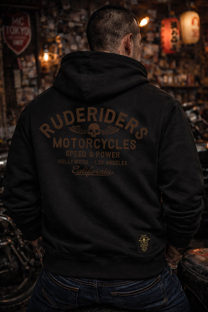 Rude Riders Zip-Hoodie Rude Logo Patches Vintage Schwarz Model 2