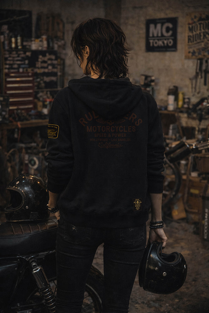 Rude Riders Zip-Hoodie Rude Logo Patches Vintage Schwarz Model 4