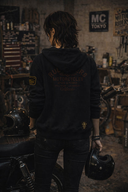 Rude Riders Zip-Hoodie Rude Logo Patches Vintage Schwarz Model 4