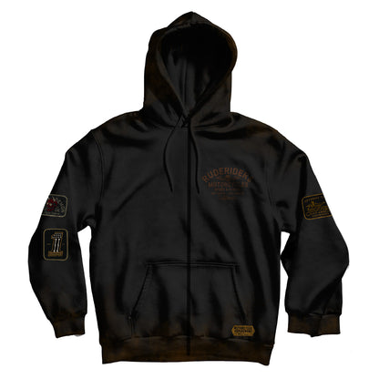 Rude Riders Zip-Hoodie Rude Logo Patches Vintage Schwarz
