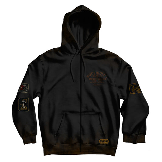 Rude Riders Zip-Hoodie Rude Logo Patches Vintage Schwarz
